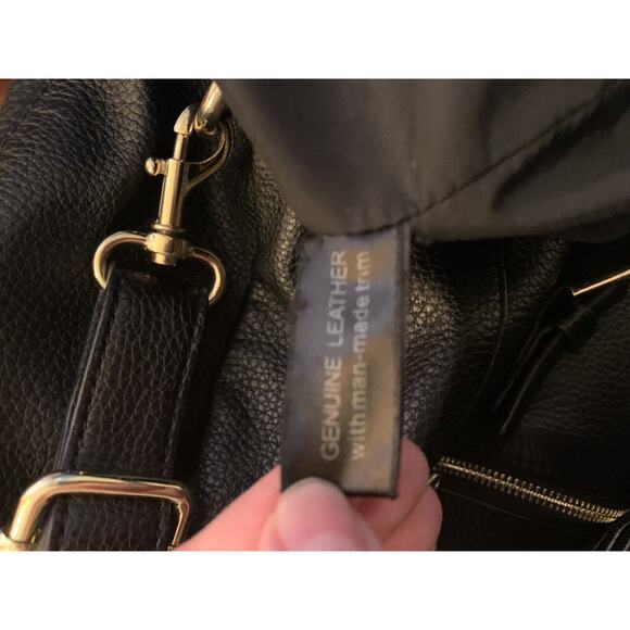 Giani Bernini Black Leather Crossbody Purse Gold Hardware - Picture 6 of 6